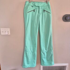 Athleta 8T Fleece Lined Softshell Ski Pants Tall Mint Green Snowboarding Flared